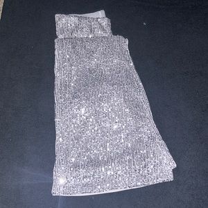 Silver sequin flared bottom leggings